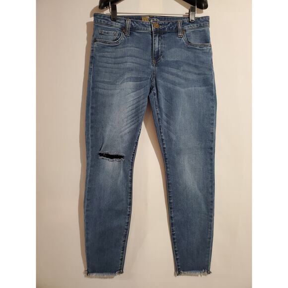 Kut from the Kloth Connie Distressed Frayed Hem Skinny Ankle Jeans Womens 10 - Picture 1 of 9